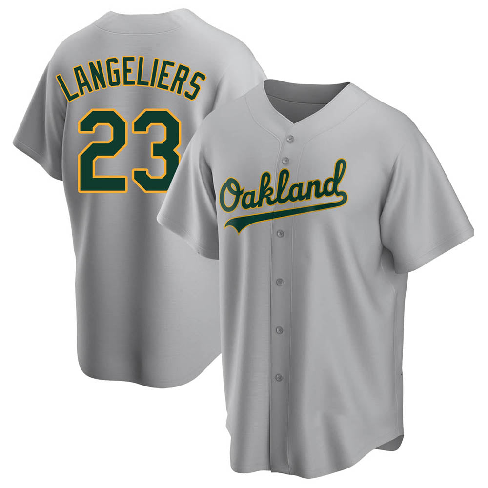 Kooe Athletics #23 Shea Langeliers Player Gray Replica Road Stitched Jerseys