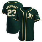 Kooe Athletics #23 Shea Langeliers Player Green Authentic Alternate Stitched Jerseys