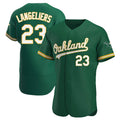 Kooe Athletics #23 Shea Langeliers Player Green Authentic Kelly Alternate Stitched Jerseys