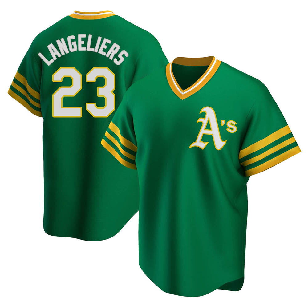 Kooe Athletics #23 Shea Langeliers Player Green Replica Cooperstown Collection T shirt Stitched Jerseys