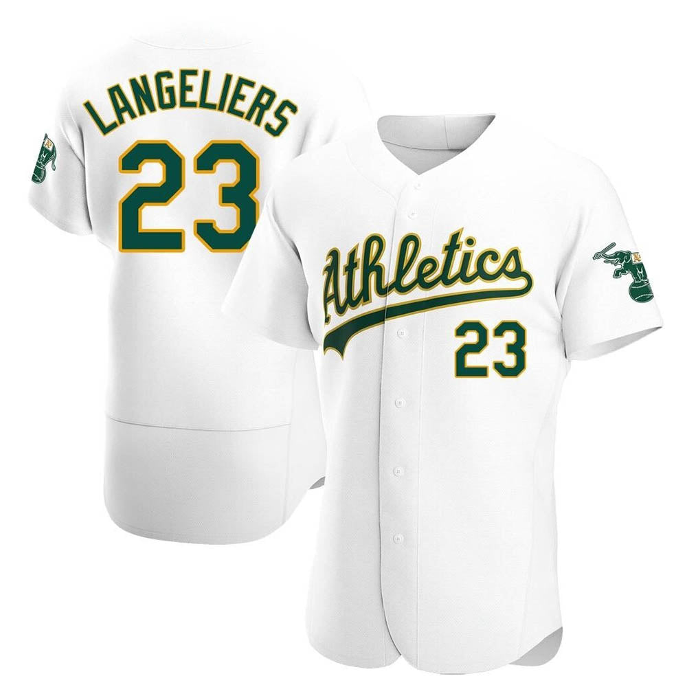 Kooe Athletics #23 Shea Langeliers Player White Authentic Home Stitched Jersey