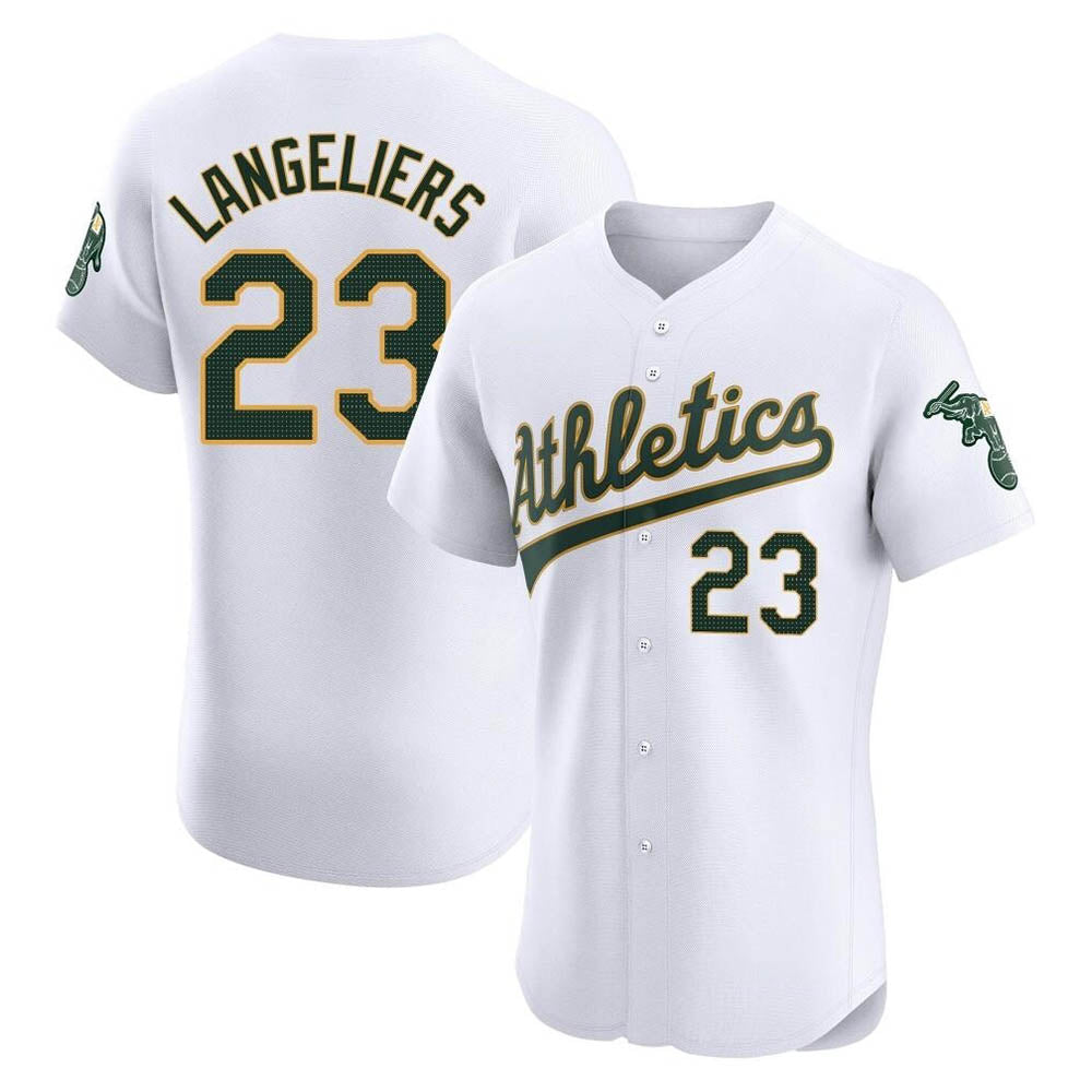 Kooe Athletics #23 Shea Langeliers Player White Elite Home Stitched Jersey