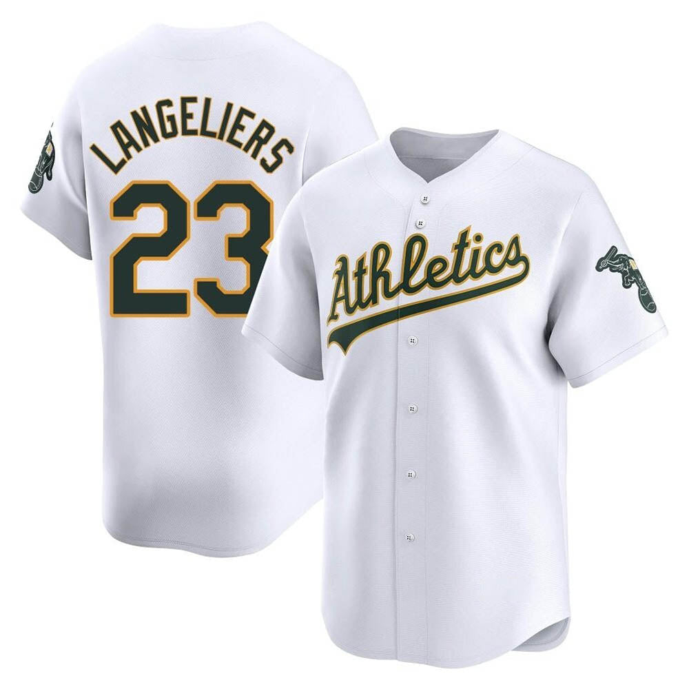 Kooe Athletics #23 Shea Langeliers Player White Limited Home Stitched Jersey