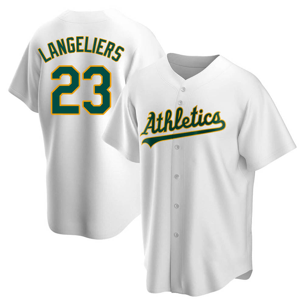 Kooe Athletics #23 Shea Langeliers Player White Replica Home Stitched Jerseys