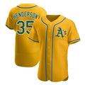Kooe Athletics #35 Rickey Henderson Player Gold Authentic Alternate Stitched Jersey