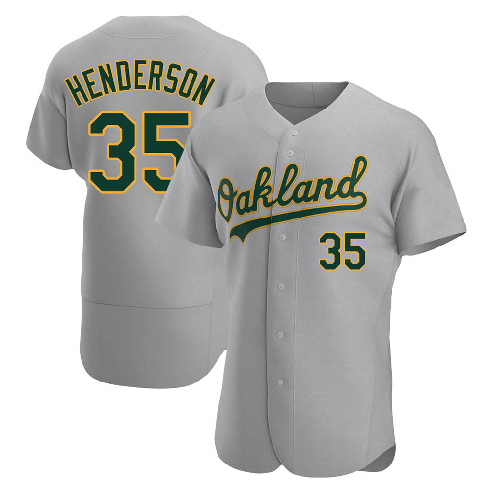 Kooe Athletics #35 Rickey Henderson Player Gray Authentic Road Stitched Jersey