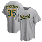 Kooe Athletics #35 Rickey Henderson Player Gray Replica Road Stitched Jersey