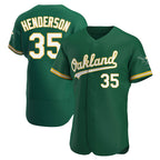 Kooe Athletics #35 Rickey Henderson Player Green Authentic Kelly Alternate Stitched Jersey