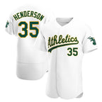 Kooe Athletics #35 Rickey Henderson Player White Authentic Home Stitched Jersey