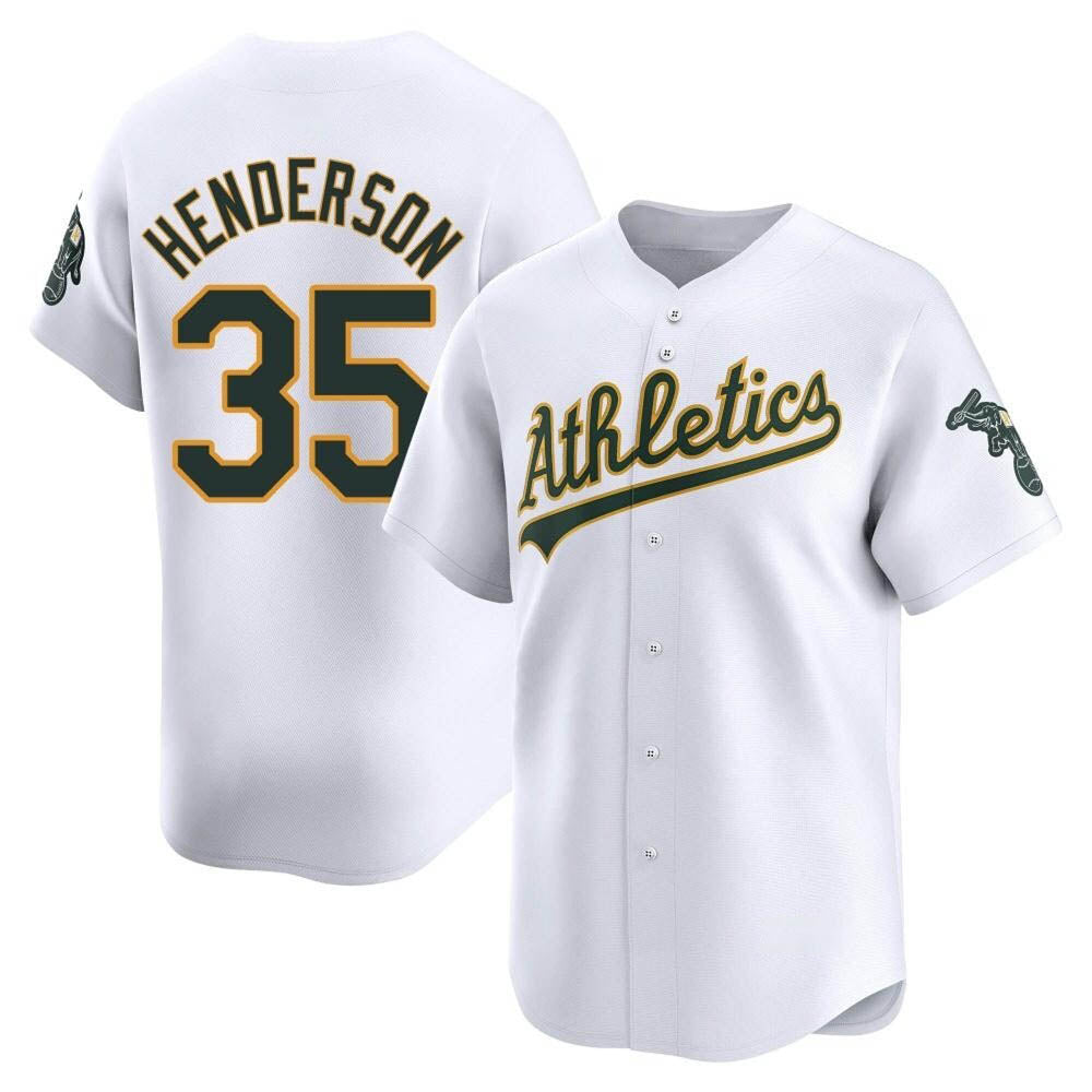 Kooe Athletics #35 Rickey Henderson Player White Limited Home Stitched Jersey