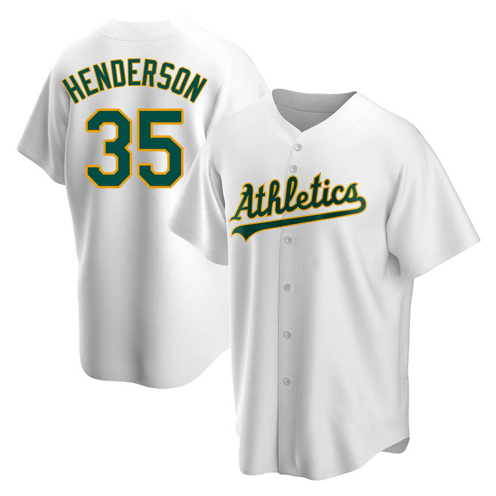 Kooe Athletics #35 Rickey Henderson Player White Replica Home Stitched Jersey