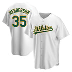 Kooe Athletics #35 Rickey Henderson Player White Replica Home Stitched Jersey