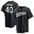 Kooe Athletics #40 Luis Severino player Black&White Replica Stitched Jersey