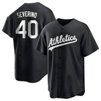 Kooe Athletics #40 Luis Severino player Black&White Replica Stitched Jersey