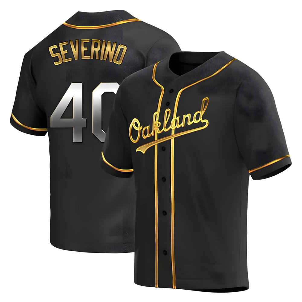 Kooe Athletics #40 Luis Severino player Gold Replica Black en Alternate Stitched Jersey