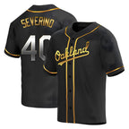 Kooe Athletics #40 Luis Severino player Gold Replica Black en Alternate Stitched Jersey
