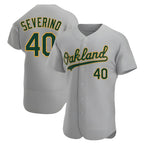 Kooe Athletics #40 Luis Severino player Gray Authentic Road Stitched Jersey
