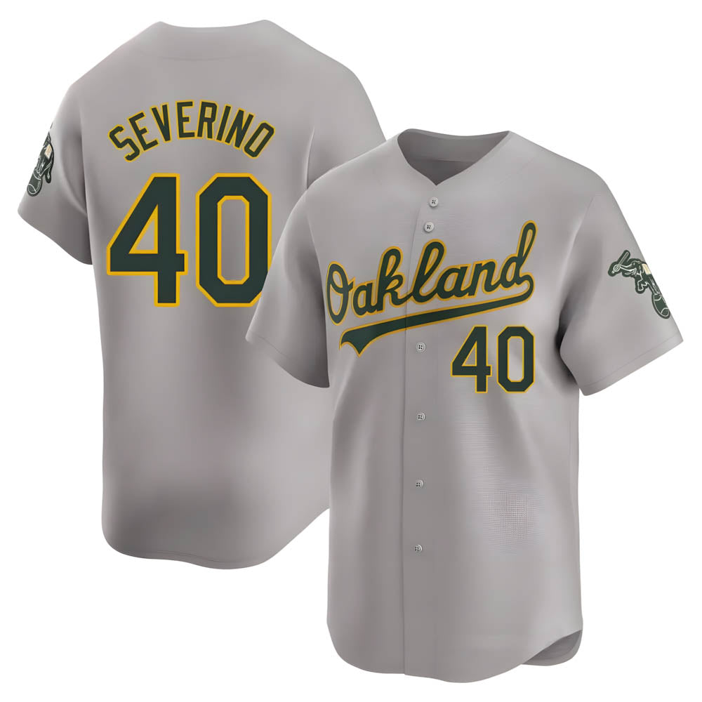 Kooe Athletics #40 Luis Severino player Gray Limited Away Stitched Jersey