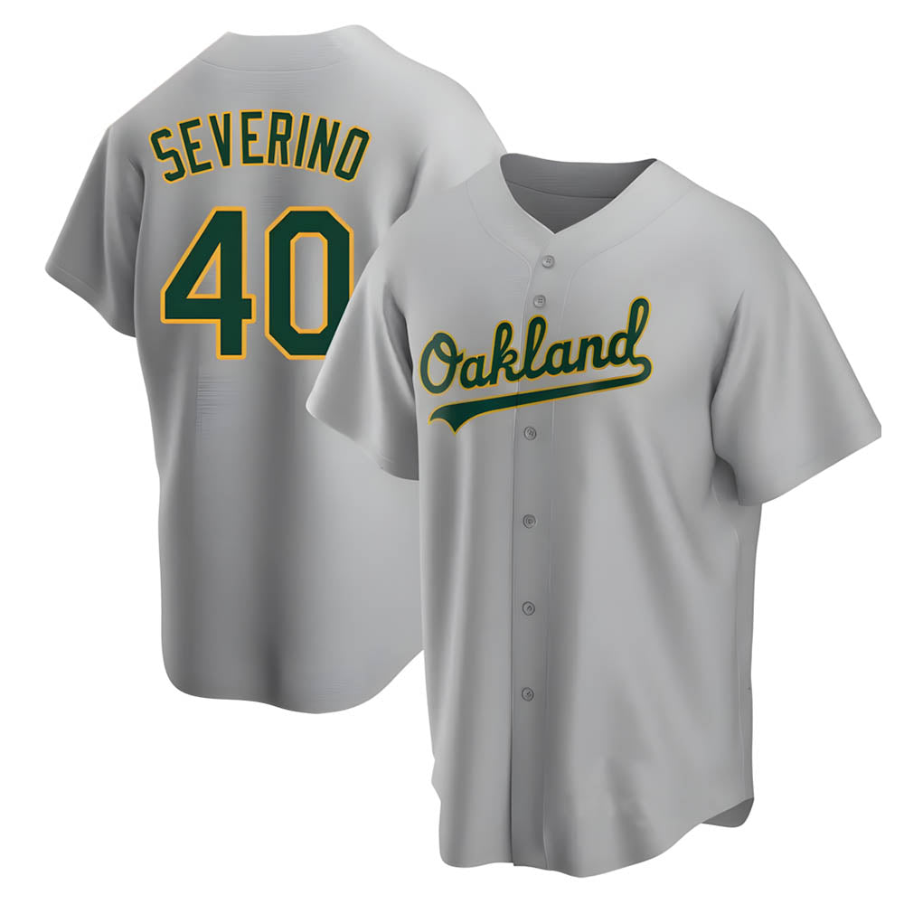 Kooe Athletics #40 Luis Severino player Gray Replica Road Stitched Jersey
