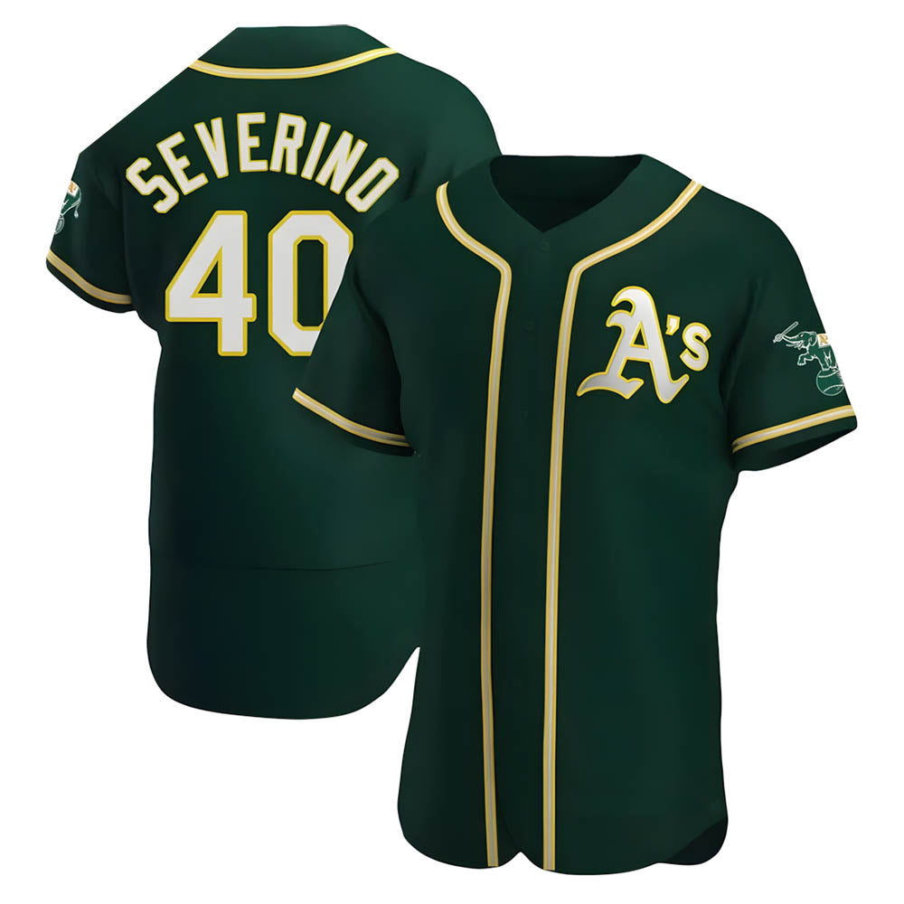 Kooe Athletics #40 Luis Severino player Green Authentic Alternate Stitched Jersey
