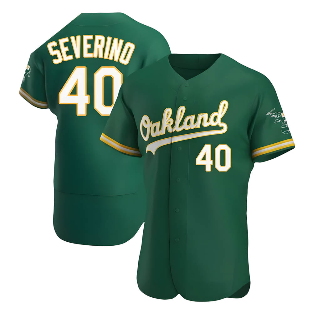 Kooe Athletics #40 Luis Severino player Green Authentic Kelly Alternate Stitched Jersey