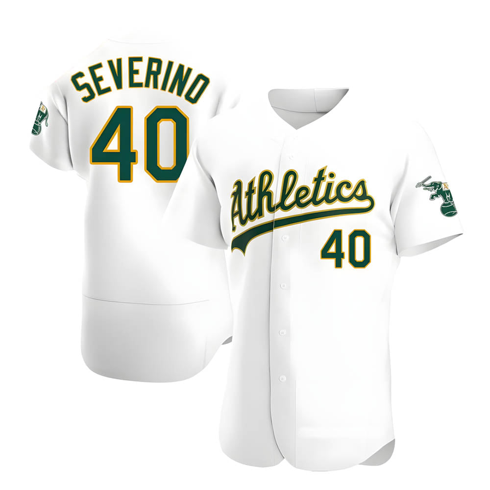 Kooe Athletics #40 Luis Severino player White Authentic Home Stitched Jersey