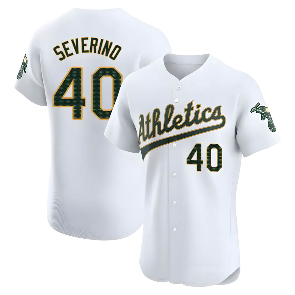 Kooe Athletics #40 Luis Severino player White Elite Home Stitched Jersey
