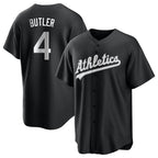 Kooe Athletics #4 Lawrence Butler player Black&White Replica Alternate Stitched Jersey