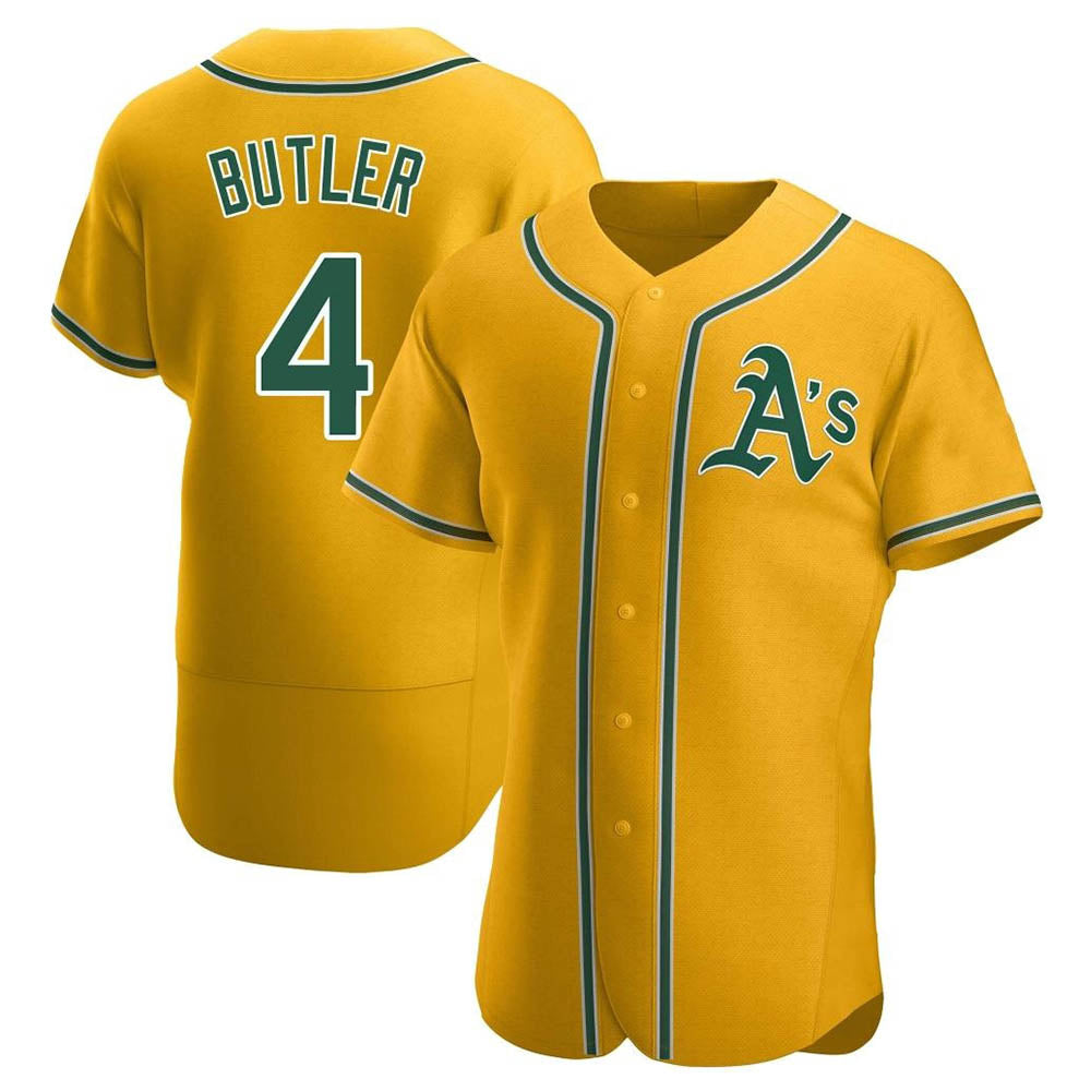 Kooe Athletics #4 Lawrence Butler player Gold Authentic Alternate Stitched Jersey