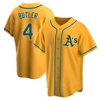 Kooe Athletics #4 Lawrence Butler player Gold Replica Alternate Stitched Jersey