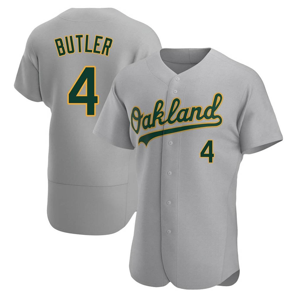 Kooe Athletics #4 Lawrence Butler player Gray Authentic Road Stitched Jersey