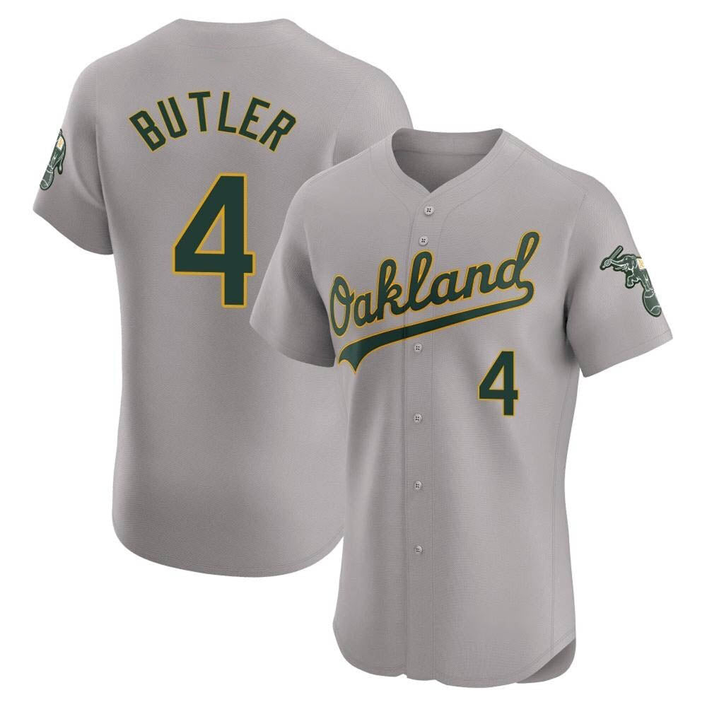 Kooe Athletics #4 Lawrence Butler player Gray Elite Road Stitched Jersey