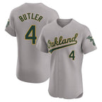 Kooe Athletics #4 Lawrence Butler player Gray Elite Road Stitched Jersey