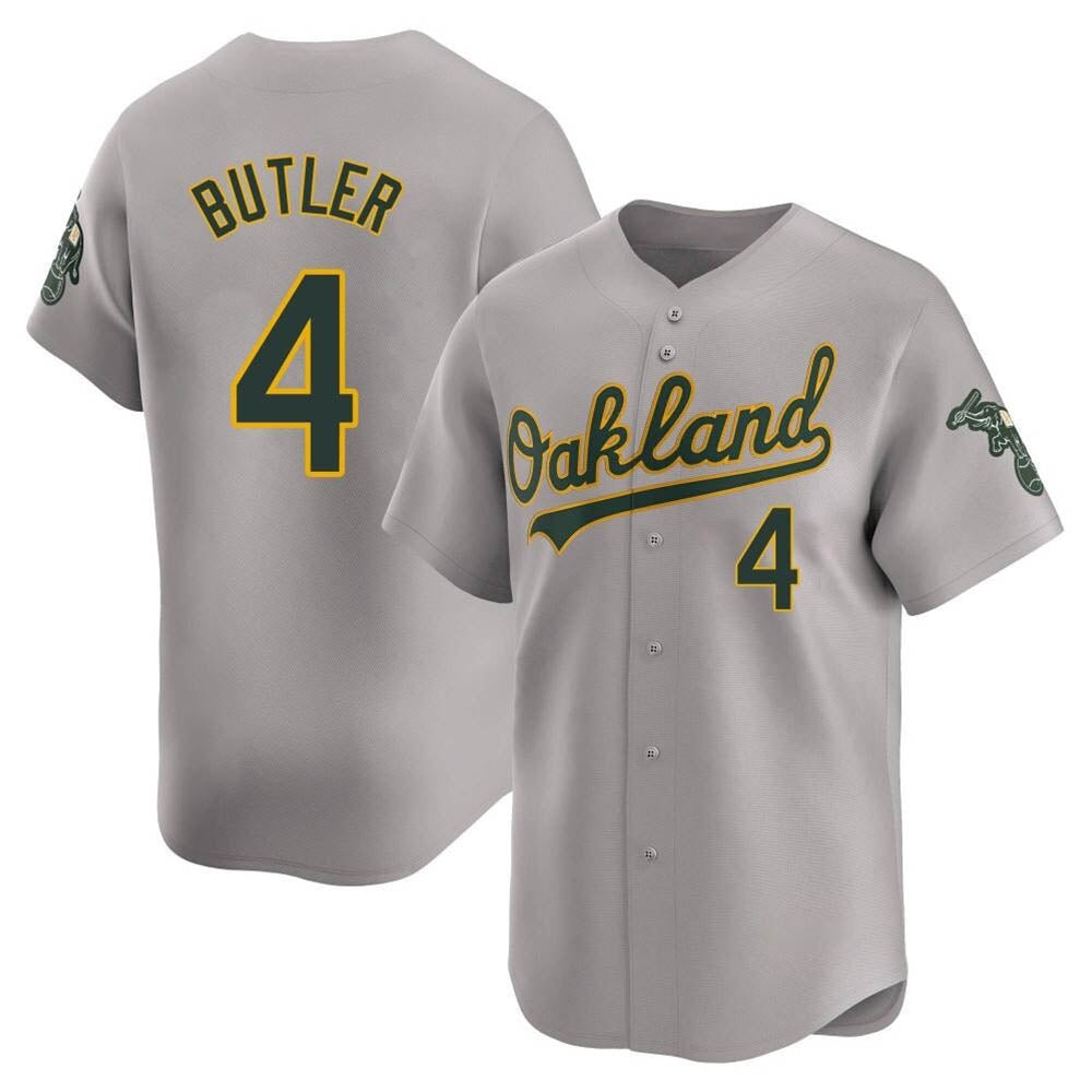Kooe Athletics #4 Lawrence Butler player Gray Limited Away Stitched Jersey
