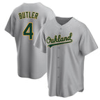 Kooe Athletics #4 Lawrence Butler player Gray Replica Road Stitched Jersey