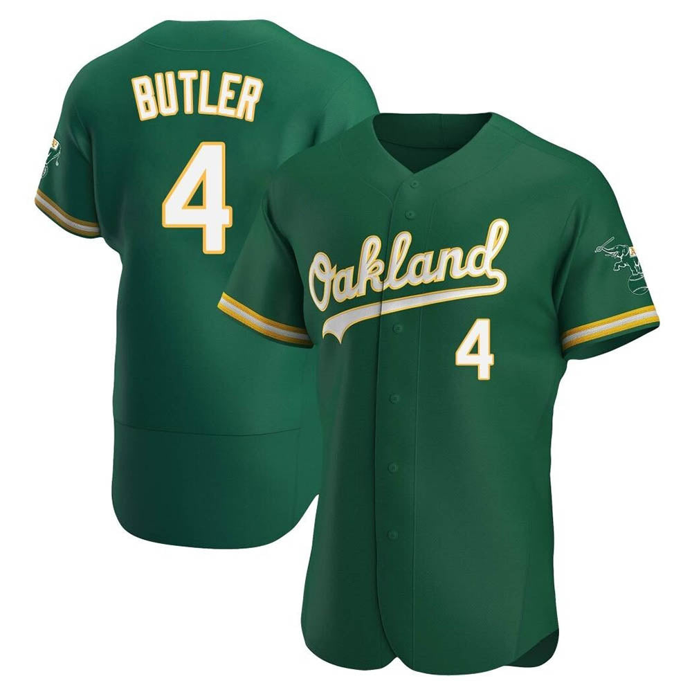 Kooe Athletics #4 Lawrence Butler player Green Authentic Kelly Alternate Stitched Jersey
