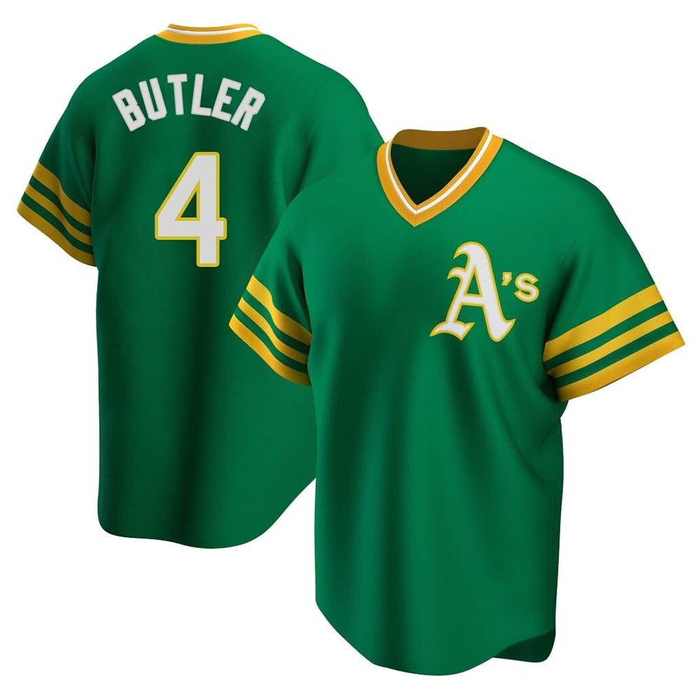 Kooe Athletics #4 Lawrence Butler player Green Replica Cooperstown Collection Stitched Jersey
