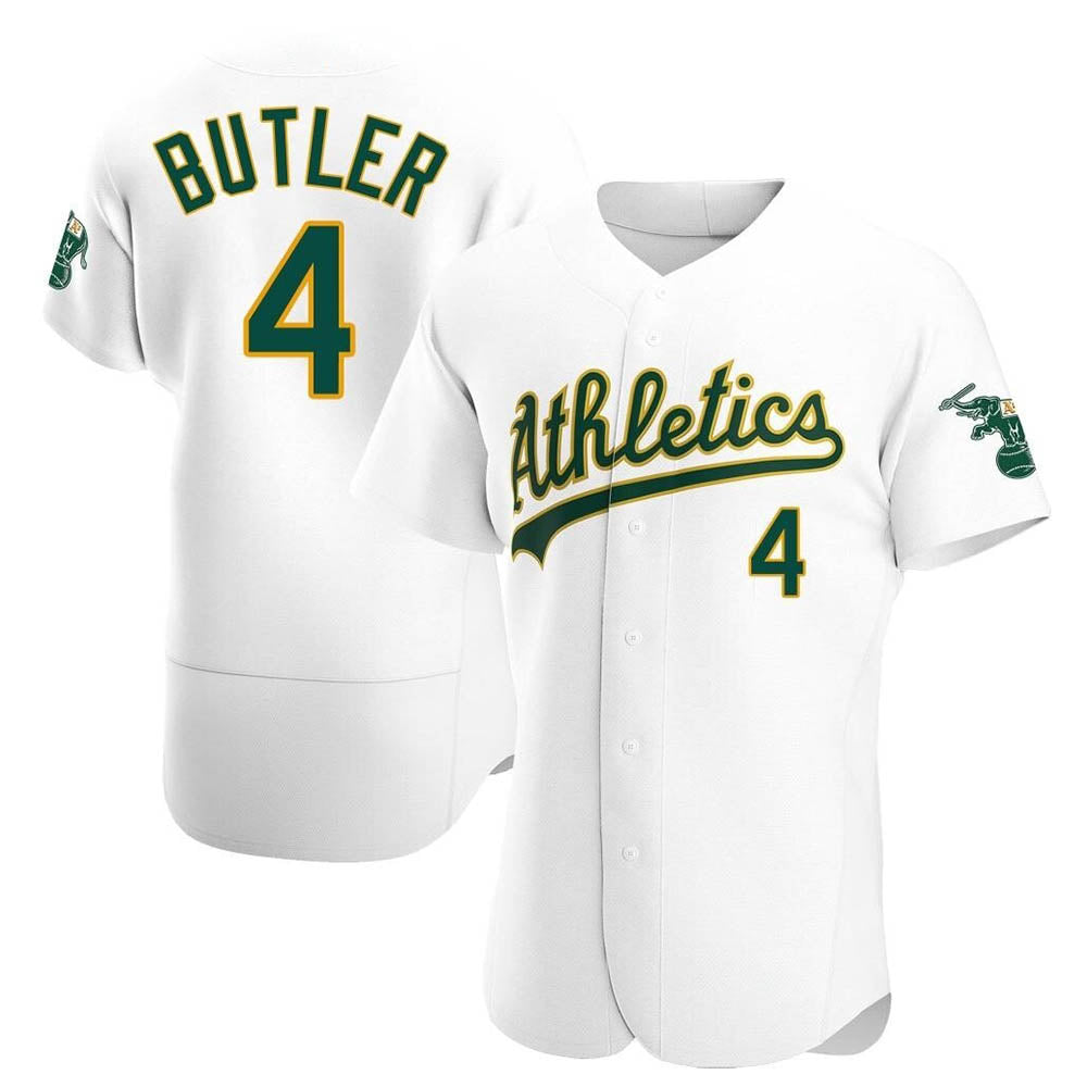 Kooe Athletics #4 Lawrence Butler player White Authentic Home Stitched Jersey
