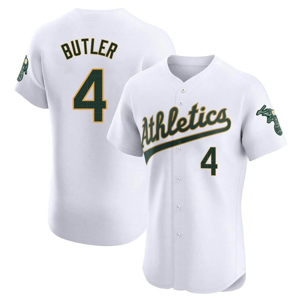 Kooe Athletics #4 Lawrence Butler player White Elite Home Stitched Jersey