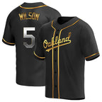 Kooe Athletics #5 Jacob Wilson Black Golden Replica Alternate  Stitched Jersey