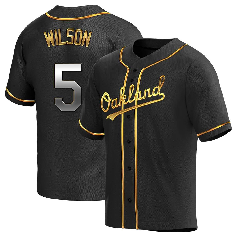 Kooe Athletics #5 Jacob Wilson Black Golden Replica Alternate  Stitched Jersey