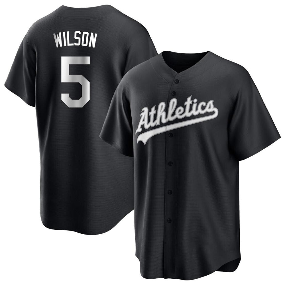 Kooe Athletics #5 Jacob Wilson Black&White Replica Alternate Stitched Jersey