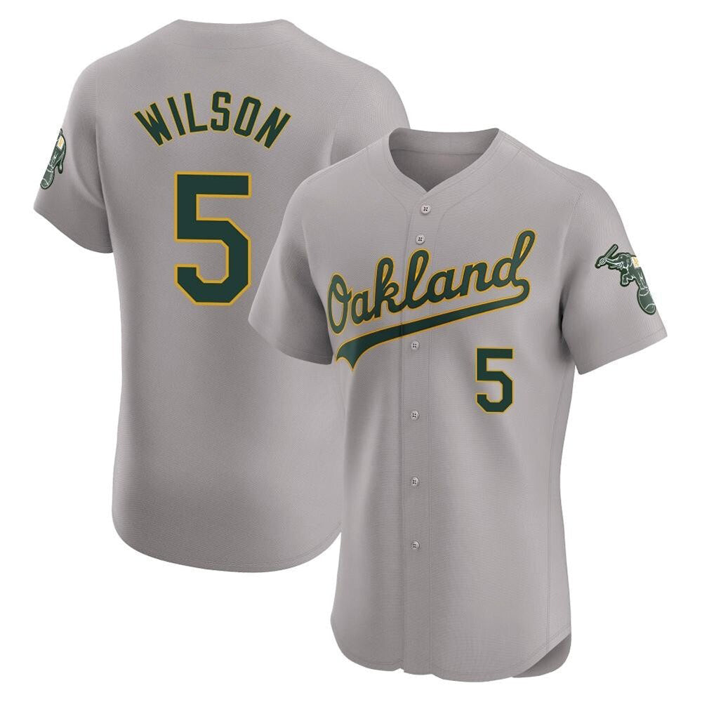 Kooe Athletics #5 Jacob Wilson Gray Elite Road Stitched Jersey
