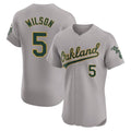 Kooe Athletics #5 Jacob Wilson Gray Elite Road Stitched Jersey