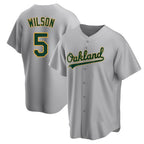 Kooe Athletics #5 Jacob Wilson Gray Replica Road Stitched Jersey