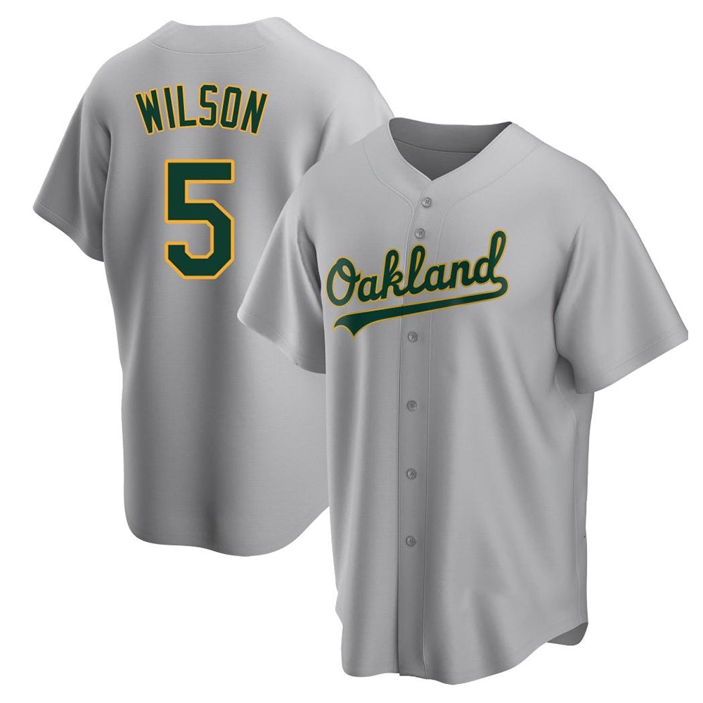 Kooe Athletics #5 Jacob Wilson Gray Replica Road Stitched Jersey