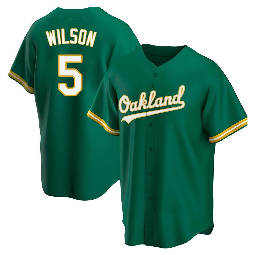 Kooe Athletics #5 Jacob Wilson Green Kelly Alternate Stitched Jersey