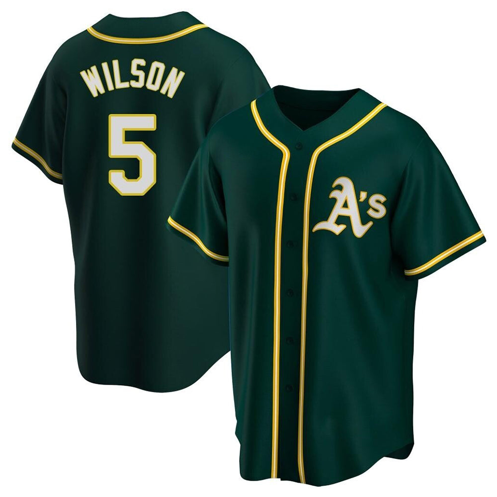 Kooe Athletics #5 Jacob Wilson Green Replica Alternate Stitched Jersey