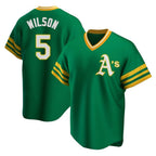 Kooe Athletics #5 Jacob Wilson Green Replica Cooperstown Collection T shirt Stitched Jersey