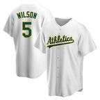Kooe Athletics #5 Jacob Wilson White Replica Home Stitched Jersey